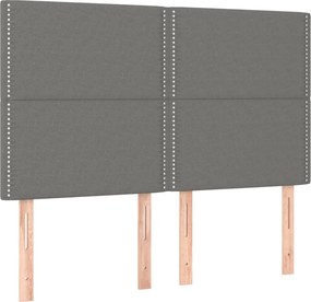 vidaXL Κρεβάτι Boxspring με Στρώμα &amp; LED Σκ.Γκρι 140x200 εκ Υφασμάτινο
