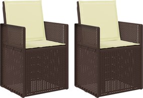 vidaXL Καρέκλες Εστιατορίου Κήπου 2 pcs Καφέ και Κρεμ PP