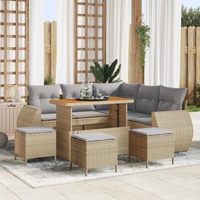 vidaXL Σετ Καναπέ Κήπου 9 pcs Μπεζ συνθετικό ρατάν