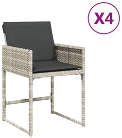 vidaXL Καρέκλες Κήπου 4 τεμ. Αν. Γκρι από Συνθετικό Ρατάν με Μαξιλάρια