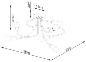 Sollux Φωτιστικό οροφής LEVAR 6 μαύρο,ατσάλι,Ε27 6xmax 15W LED