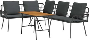 vidaXL Σετ Καναπέ Κήπου 2 pcs Μαύρο συνθετικό ρατάν