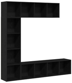 vidaXL Βιβλιοθήκες 3 τεμ Μαύρη Δρυς 36x30x143 εκ Επεξεργασμένο Ξύλο