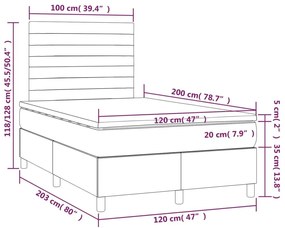 Κρεβάτι Boxspring με Στρώμα Taupe 120x200 εκ. Υφασμάτινο - Μπεζ-Γκρι