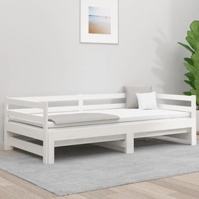 vidaXL Καναπές Κρεβάτι Συρόμενος Λευκός 90 x 190 εκ. Μασίφ Ξύλο Πεύκου