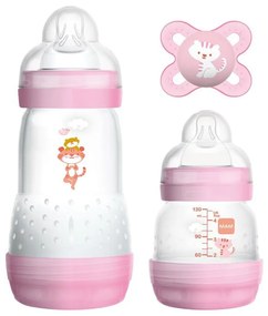 Βρεφικό Σετ Δώρο Starter 655G (Σετ 3τμχ) Με Μπιμπερό 130ml,260ml Και Πιπίλα 0+ Μηνών Pink Mam 260ml Silicon,Plastic