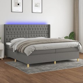 ΚΡΕΒΑΤΙ BOXSPRING ΜΕ ΣΤΡΩΜΑ &amp; LED ΣΚ.ΓΚΡΙ 200X200ΕΚ. ΥΦΑΣΜΑΤΙΝΟ 3139142