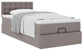 vidaXL Οθωμανικό κρεβάτι με στρώμα Taupe 90x190cm ύφασμα