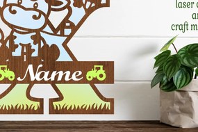 Σετ των 2 Intra απο ξύλο plywood 3mm-4mm πάχος - Μονόγραμμα με κεφαλαίο αγελάδα Letter X Cut Δίασταση 30x20 cm INTRAFABR-74484111