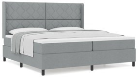 vidaXL κρεβάτι Box Spring με στρώμα  Ανοιχτό γκρι 200x200 εκ. Υφασμάτινο