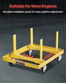 VEVOR Engine Stand 750LBS/340KG Adjustable Motor Hoist Dolly Steel with 4-Caster