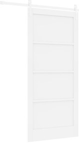 vidaXL Συρόμενη Πόρτα  με Σετ Υλικών Λευκή 93x202 εκ. Συμπαγές Ξύλο Πεύκου