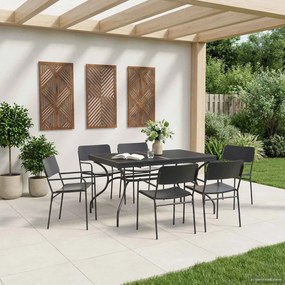 vidaXL Σέτ φαγητού για κήπο 7 pcs Ανθρακί Ατσάλι