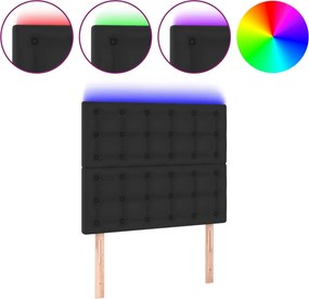 vidaXL Κεφαλάρι Κρεβατιού LED Μαύρο 100x5x118/128 εκ