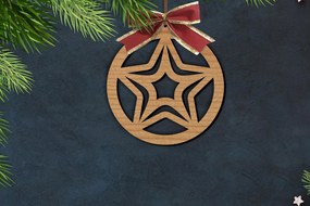 Σετ των 2 Intra απο ξύλο plywood 3mm-4mm πάχος Χριστουγεννιάτικη Αστέρια Μπάλα | Δίασταση 15x15 cm INTRAFABR-76134867