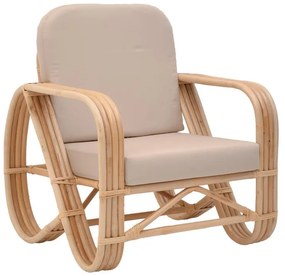 Relmine armchair natural color rattan pe-beige cushion 71x75x80cm 71x80x75 εκ.