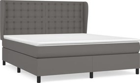 vidaXL Κρεβάτι Boxspring με Στρώμα Γκρι 180x200 εκ. Συνθετικό Δέρμα
