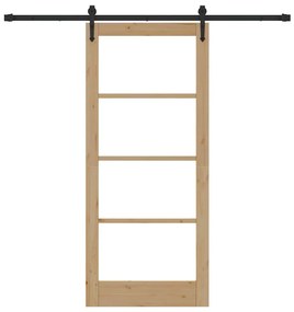 vidaXL Ολισθητή Πόρτα Χειροκίνητος Καφέ 86 x 198.5 cm Ξύλο και μέταλλο