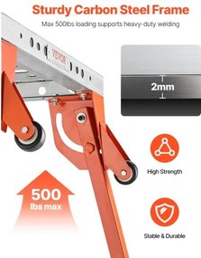 Welding Table 44" x 21" 500LBS Folding Workbench with 4-Level Adjustable Height