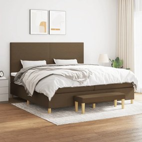 vidaXL Κρεβάτι Boxspring με Στρώμα Σκούρο Καφέ 200x200 εκ. Υφασμάτινο