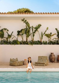 Terrazzo Πουφ Υφασμα Μπουκλε / Σενιλ Ανοιχτό Πράσινο