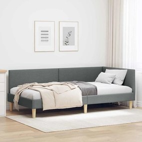 vidaXL Κρεβάτι Γωνίας Σκούρο γκρι 80 x 200 cm Ύφασμα και Έργο ξύλου
