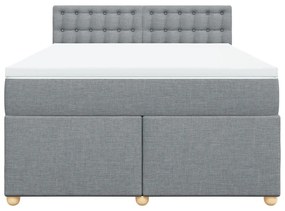 vidaXL Κρεβάτι Boxspring με Στρώμα Ανοιχτό Γκρι 140x200 εκ. Υφασμάτινο