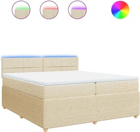 vidaXL Κρεβάτι Boxspring με Στρώμα Κρεμ 200x200 εκ. Υφασμάτινο