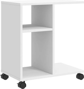 vidaXL Βοηθητικό Τραπέζι με Ρόδες Λευκό 50x30x55 εκ. Επεξεργ. Ξύλο