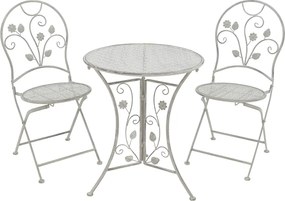 Τραπεζαρία Abriel pakoworld σετ 3τεμ μέταλλο σε αντικέ γκρι απόχρωση