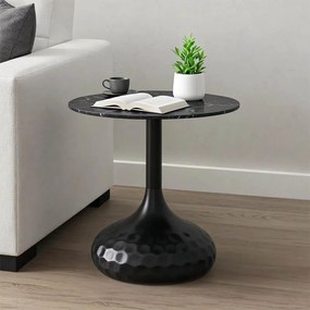 Βοηθητικό τραπέζι Fabron Inart μαύρο sintered stone Φ50x52εκ 50x50x52 εκ.