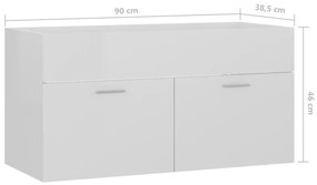 Ντουλάπι Νιπτήρα Γυαλιστερό Λευκό 90x38,5x46 εκ. από Επεξ. Ξύλο - Λευκό