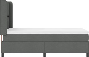 vidaXL LED Κρεβάτι με βάθρο Σκούρο Γκρι 100 x 200 cm ύφασμα