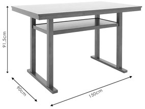 Τραπέζι μπαρ Tenor φυσικό ξύλο rubberwood-ΜDF καρυδί 150x90x91.5εκ 150x90x91.5 εκ.