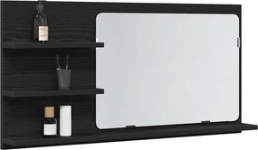 vidaXL Ντουλάπι Καθρέφτη Μπάνιου Μαύρο Δρυς 90x11x45 εκ. από Τεχνητό Ξύλο