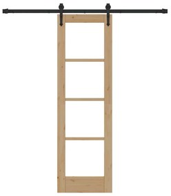 vidaXL Ολισθητή Πόρτα Καφέ 61 x 198.5 εκ. Ξύλο και μέταλλο