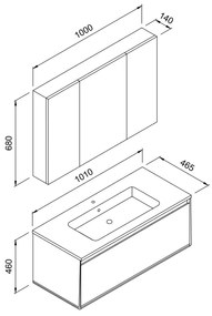 Πάγκος BELLA Μπεζ MDF 18mm Λάκα 100 S3BBEL100SBM 101x46.5x46cm 3SBEL100SBM