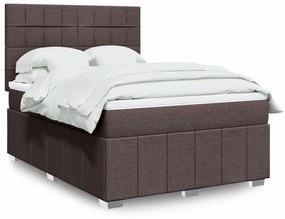 vidaXL Κρεβάτι Boxspring με Στρώμα Σκούρο Καφέ 140x190 εκ. Υφασμάτινο