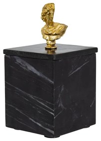 Artekko Marble Box Κουτί με Προτομή Μαρμάρινο Μαύρο/Χρυσό (10.2x10.2x20.3)cm