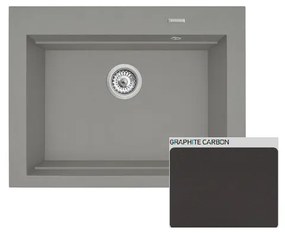 Pyramis Siros 1B Graphite Carbon Ένθετος Νεροχύτης από Συνθετικό Γρανίτη 67x51.5cm