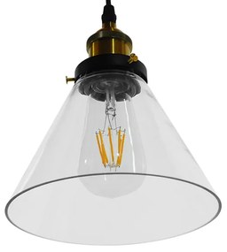 GloboStar® CONE 01169 Vintage Κρεμαστό Φωτιστικό Οροφής Μονόφωτο 1 x E27 Γυάλινο Καμπάνα Φ18 x Y20cm