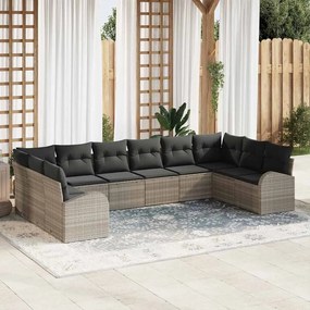 vidaXL Σετ Καναπέ με μαξιλάρι 10 pcs Ανοιχτό γκρι Πολυρατάν