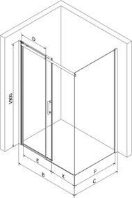 Mexen Omega καμπίνα ντους συρόμενη 100 x 90 cm, γραφίτης, χρώμιο + ντουζιέρα Flat,