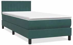 Box Spring κρεβάτι με στρώμα σκούρο πράσινο 80x220εκ. Βελούδινο - Πράσινο