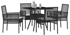 vidaXL Σέτ φαγητού για κήπο 5 pcs Μαύρο Πολυ ράταν