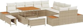 vidaXL Σετ Καναπέ Κήπου με μαξιλάρι 13 pcs Μπεζ Πολυ ράταν