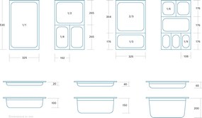 Gastronorm Container - 2/3 GN - 20cm Deep - Stainless Steel - Perforated