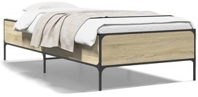 vidaXL Πλαίσιο Κρεβατιού Sonoma Δρυς 90x200 εκ. Επεξ. Ξύλο &amp; Μέταλλο