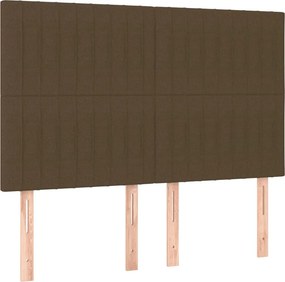 vidaXL Κρεβάτι Boxspring με Στρώμα Σκούρο Καφέ 140x190 εκ. Υφασμάτινο