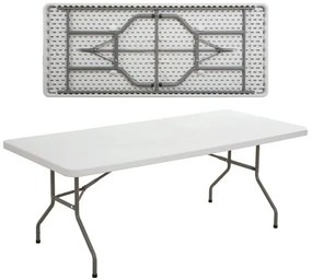 WOODWELL ΕΟ170BLOW Τραπέζι Συνεδρίου - Catering Πτυσσόμενο, Μέταλλο Βαφή Γκρι, HDPE Άσπρο 183x76x74cm ΕΟ170